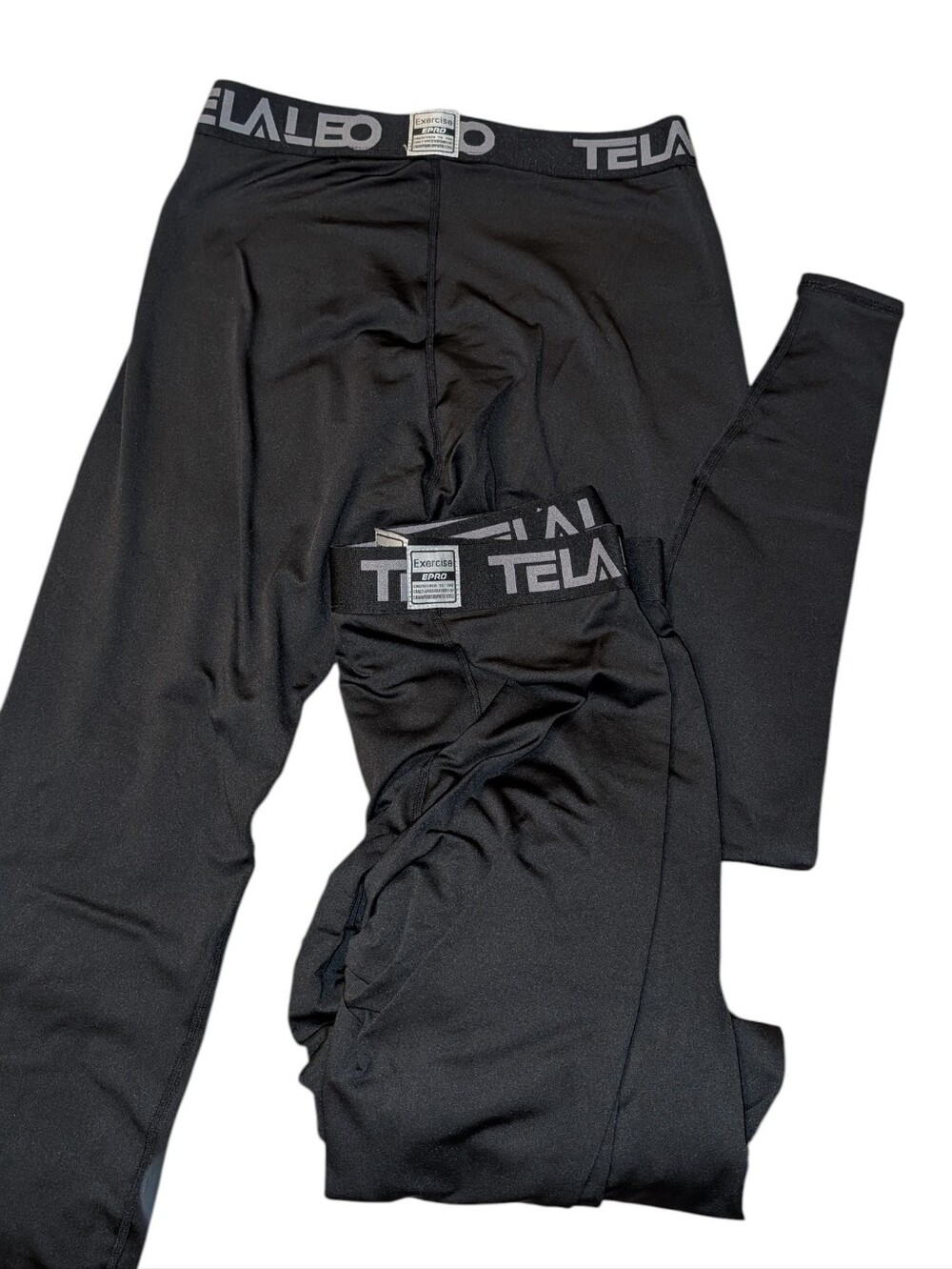 Three Telaleo Black Thermal Compression Pants with Branded Waistband